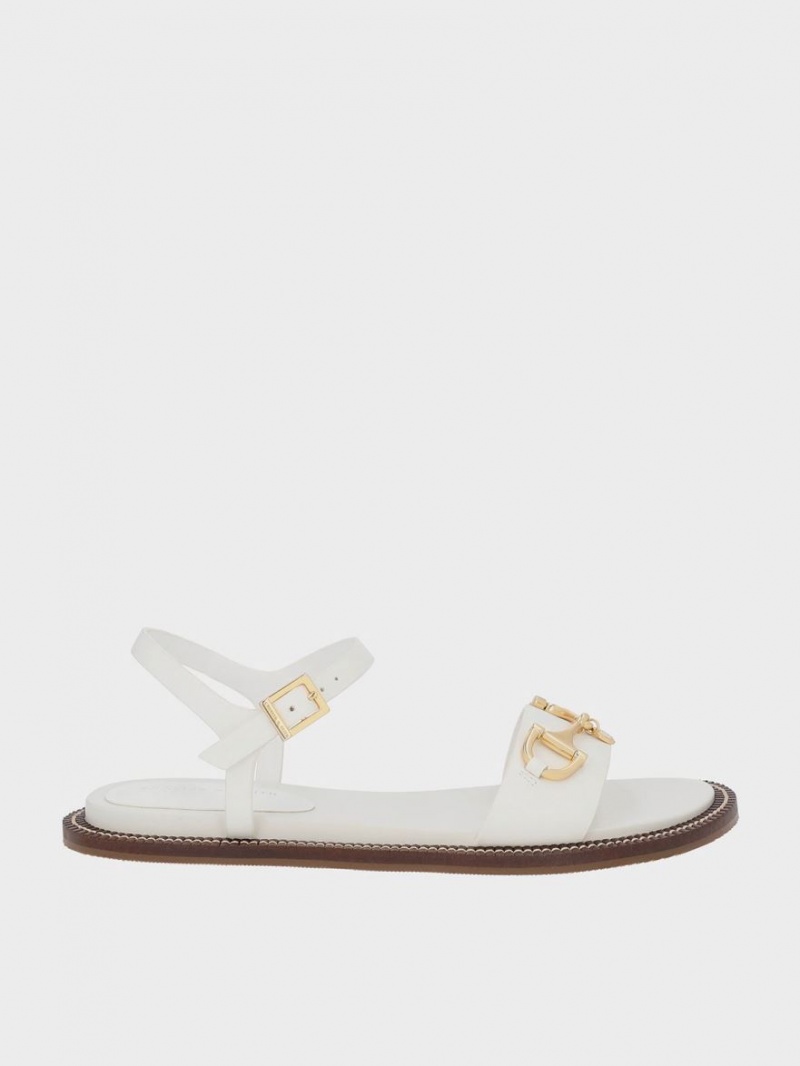 Charles & Keith Horsebit Back Sandaler Med Reim Hvite | UBCLQ3087