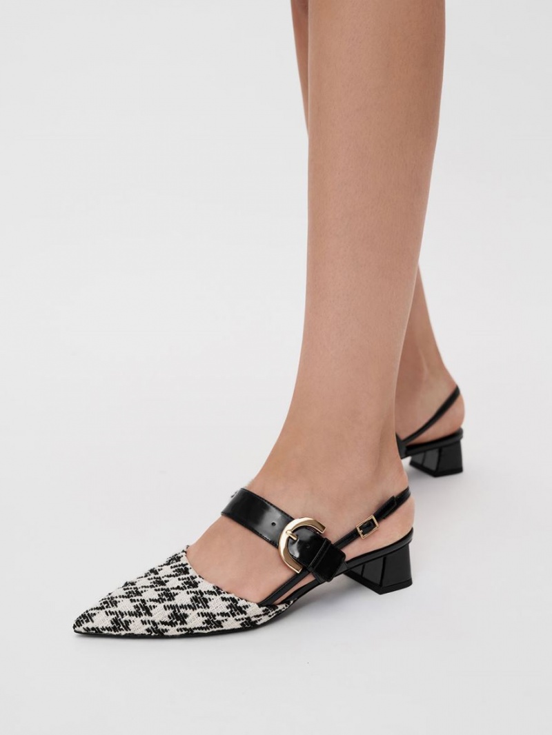 Charles & Keith Houndstooth Buckled Slingback Pumps Multicolor | JBOMY3576