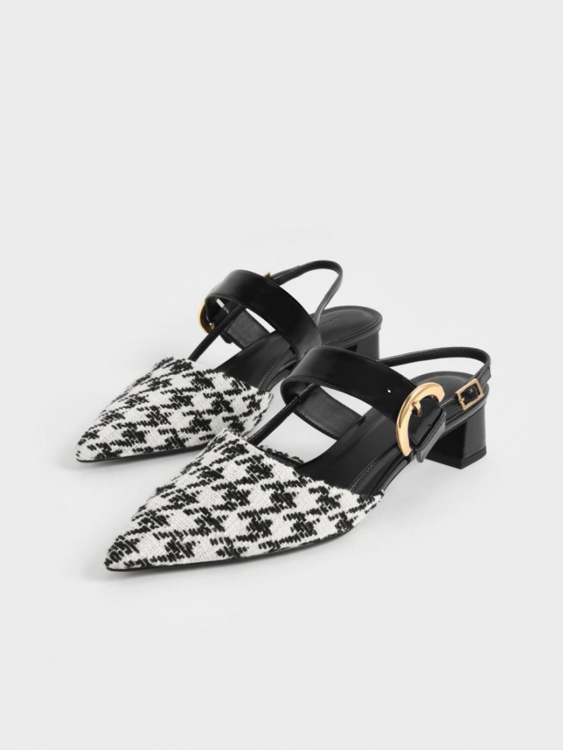 Charles & Keith Houndstooth Buckled Slingback Pumps Multicolor | JBOMY3576