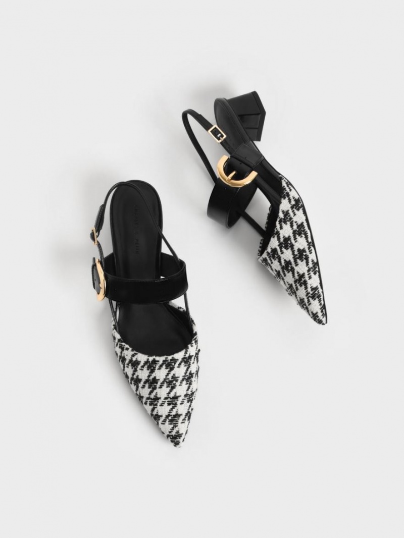 Charles & Keith Houndstooth Buckled Slingback Pumps Multicolor | JBOMY3576