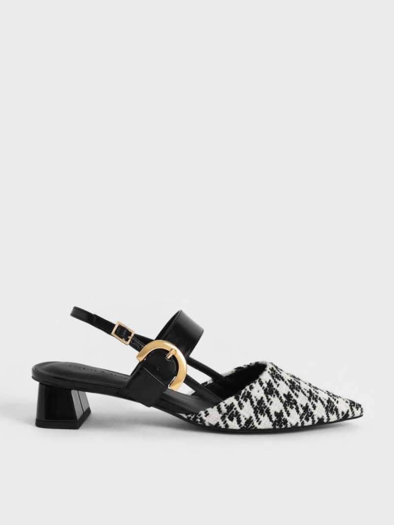 Charles & Keith Houndstooth Buckled Slingback Pumps Multicolor | JBOMY3576