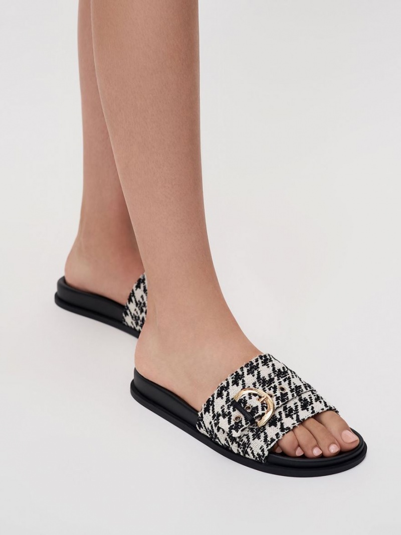 Charles & Keith Houndstooth Studded Spenne Slidesandaler Multicolor | SEDHA3248