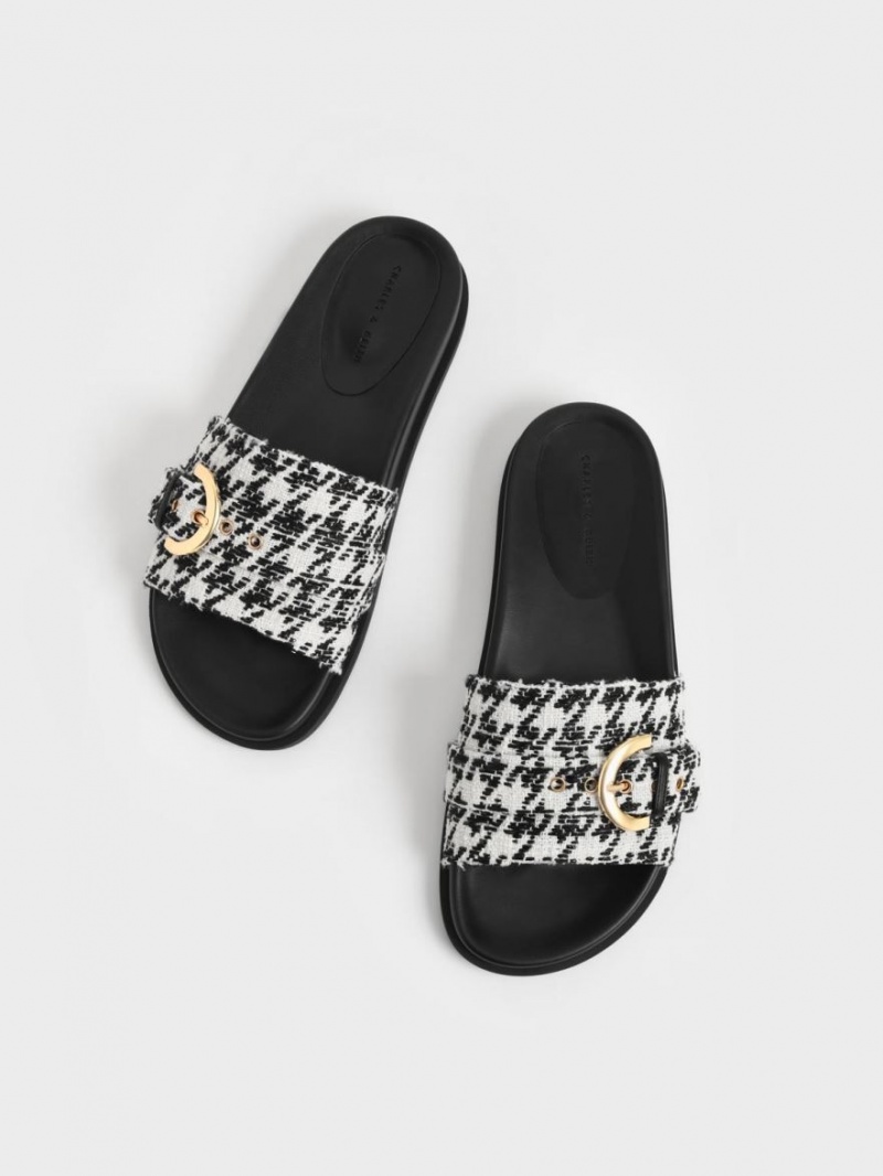 Charles & Keith Houndstooth Studded Spenne Slidesandaler Multicolor | SEDHA3248