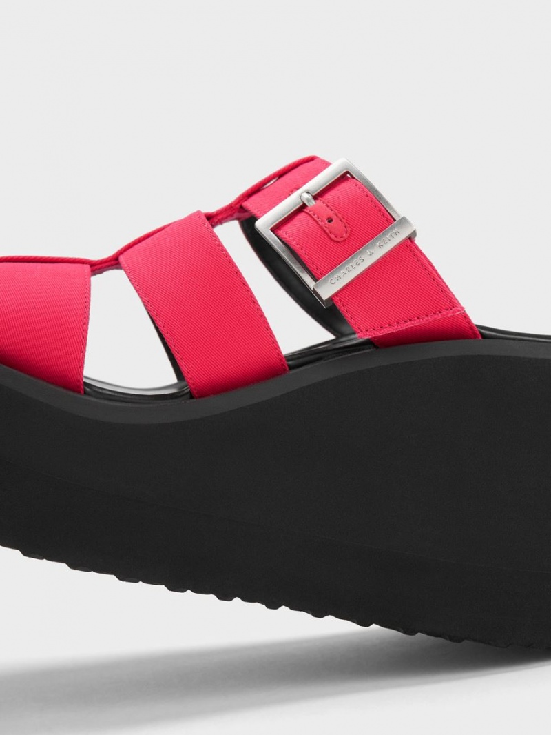 Charles & Keith IIsa Flatform Gladiator Platåsandaler Fuchsia | YIZPQ3047