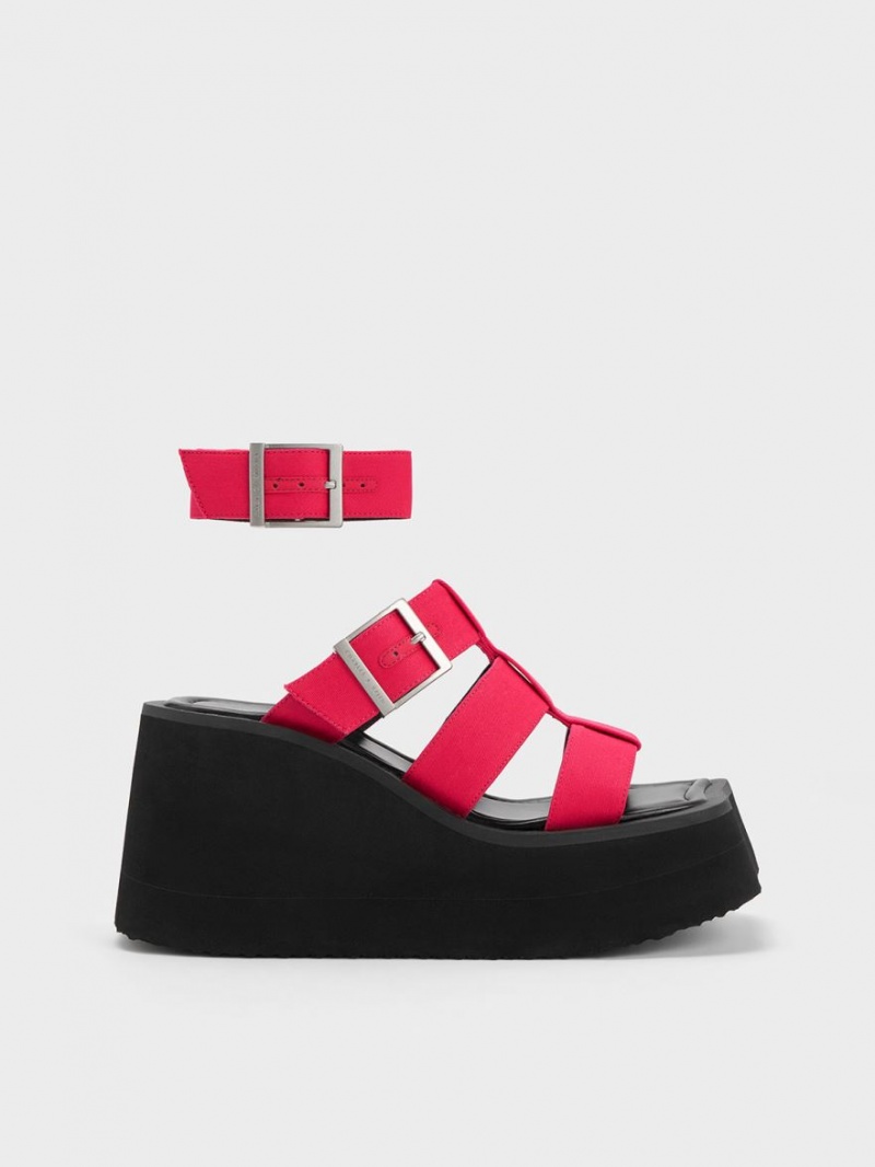 Charles & Keith IIsa Flatform Gladiator Platåsandaler Fuchsia | YIZPQ3047