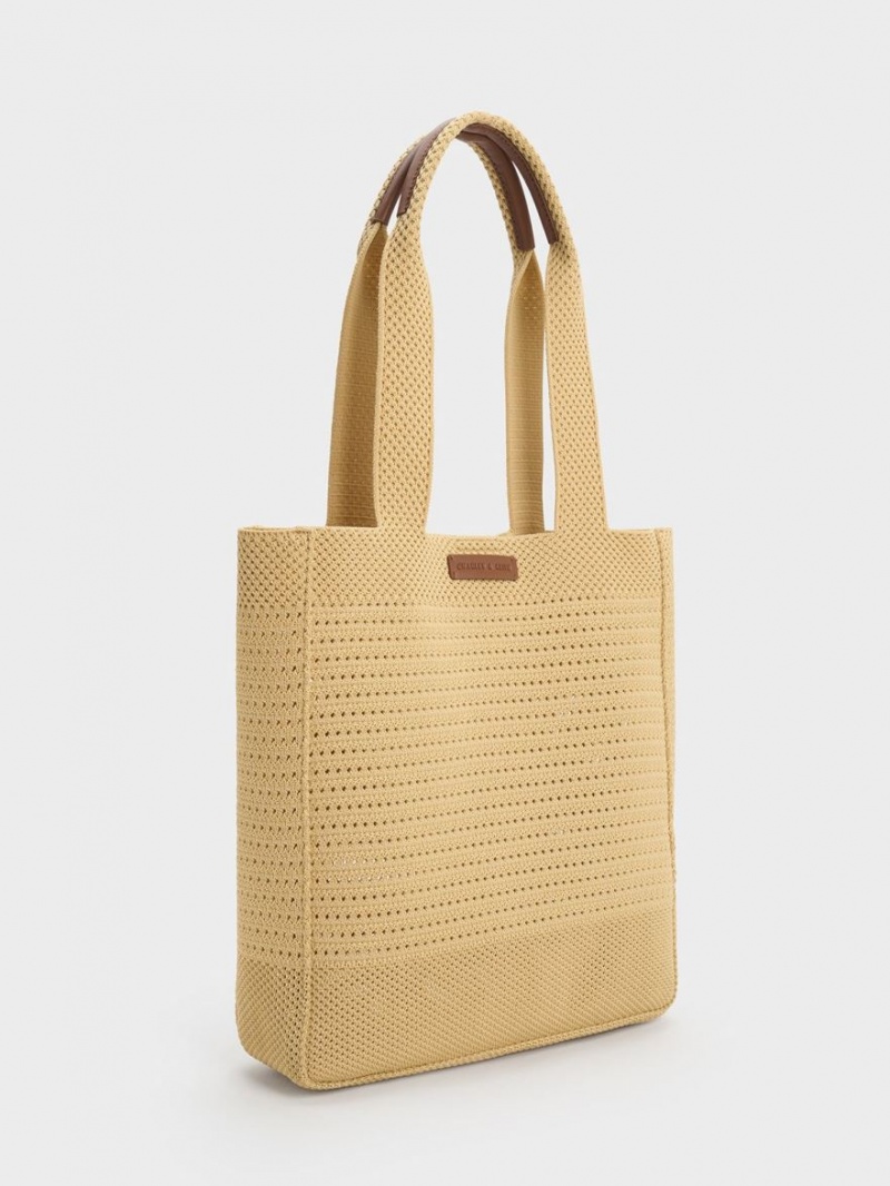 Charles & Keith Ida Strikket Tote Veske Beige | PICDH2513