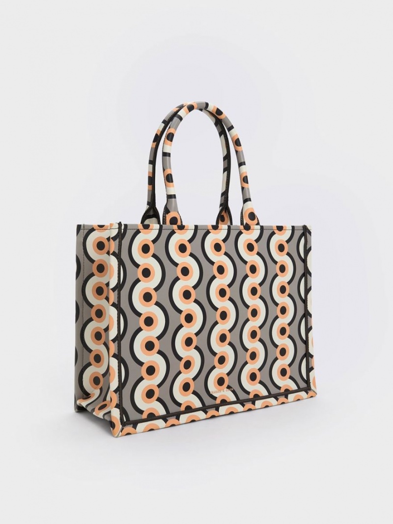 Charles & Keith Jump Print Tote Veske Multicolor | GEBLZ3890