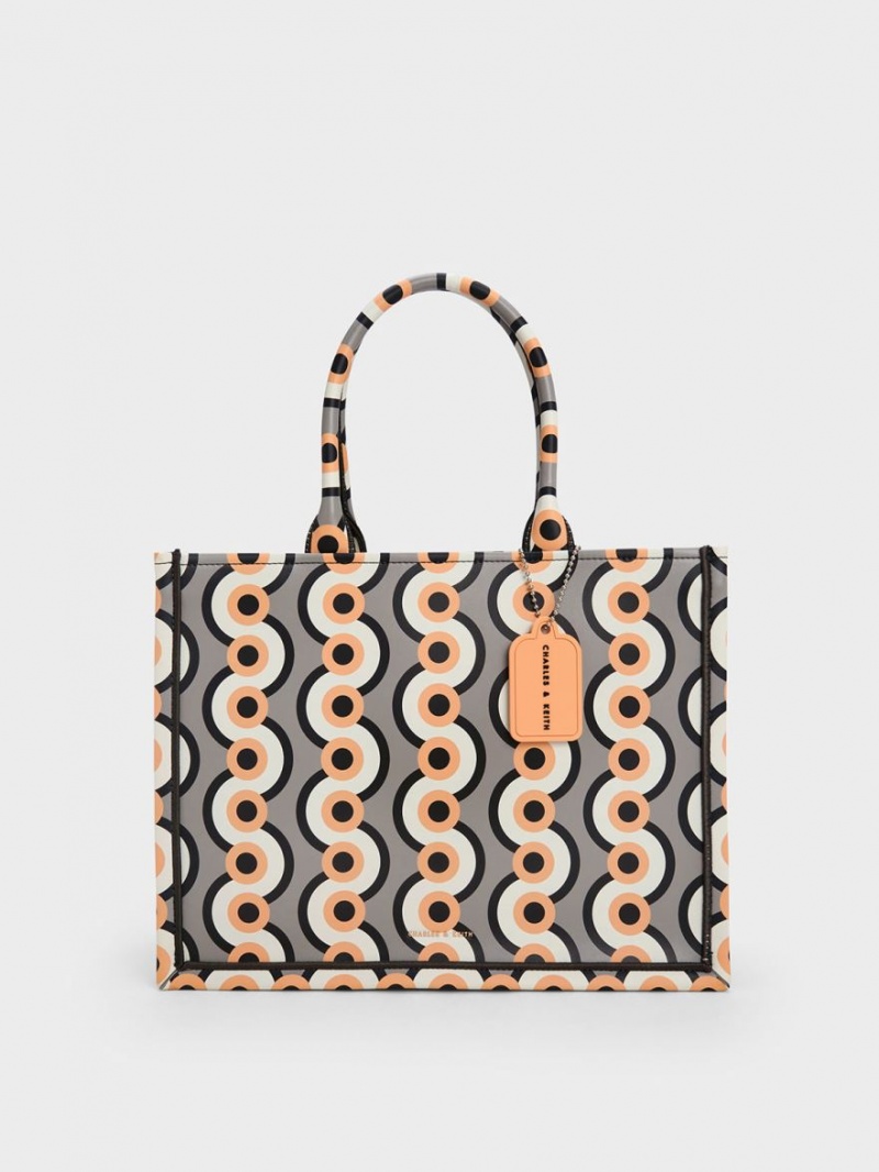 Charles & Keith Jump Print Tote Veske Multicolor | GEBLZ3890