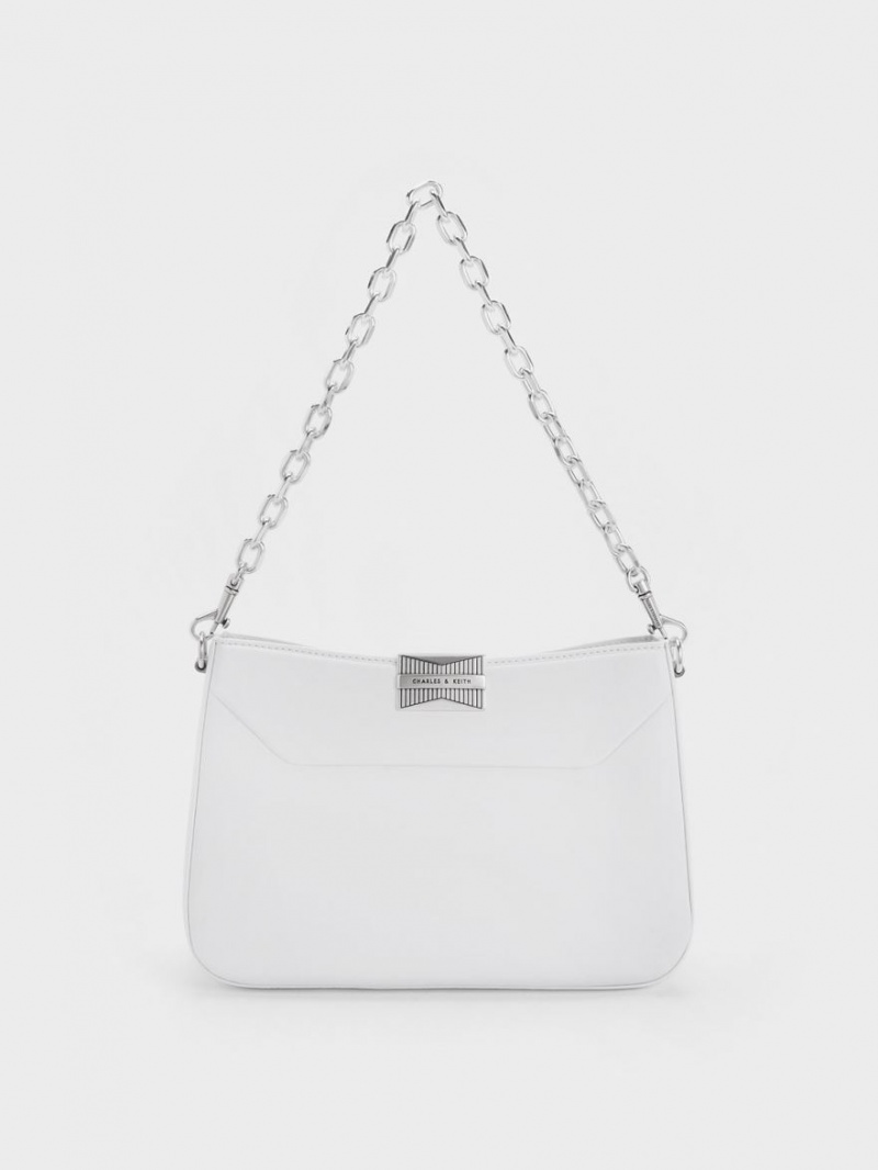 Charles & Keith Kalinda Skulderveske Hvite | MBFPO5283