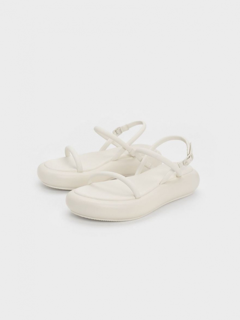 Charles & Keith Keiko Polstret Platåsandaler Hvite | ANQDV8425