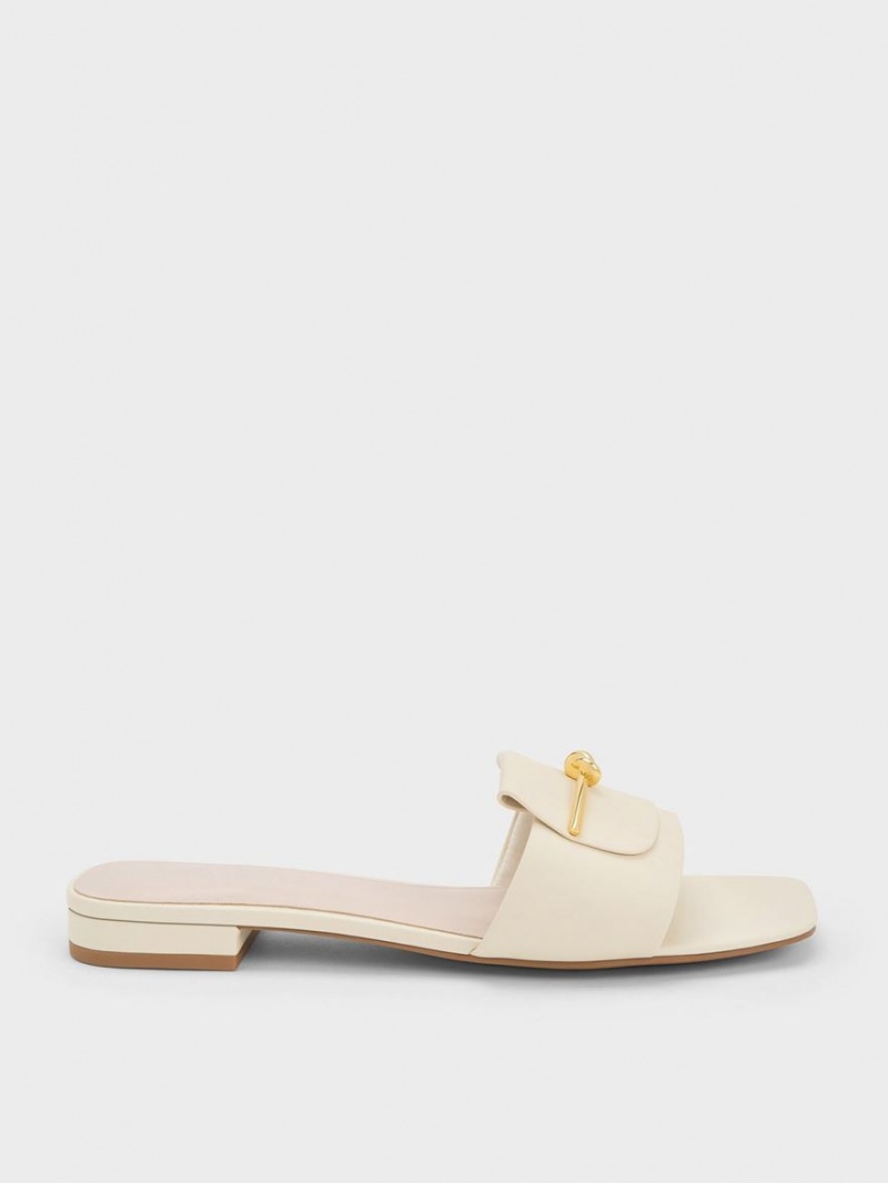 Charles & Keith Knotted Accent Slidesandaler Pisket Krem | RLUHT7196