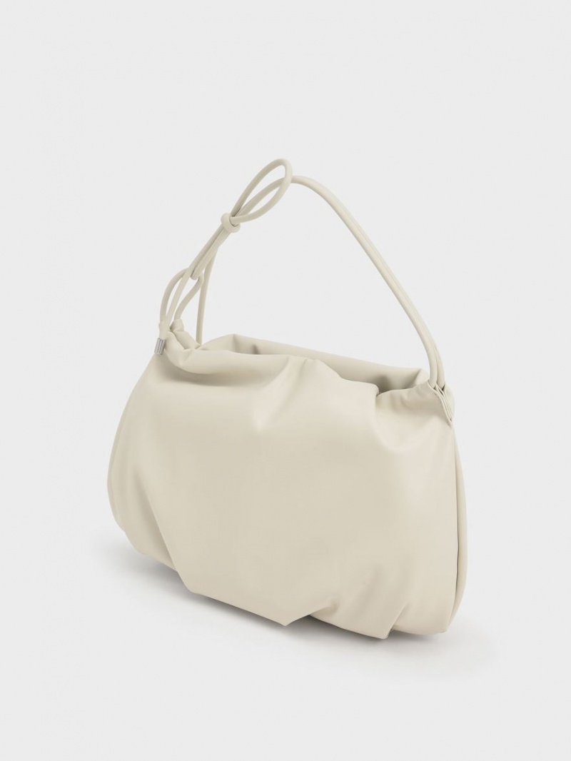 Charles & Keith Knotted Handle Hobo Veske Hvite | CLJHU4915