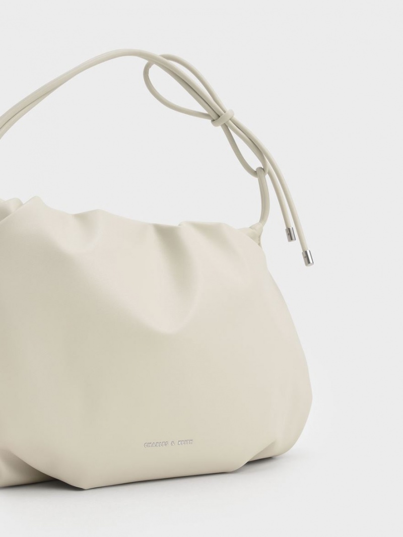 Charles & Keith Knotted Handle Hobo Veske Hvite | CLJHU4915