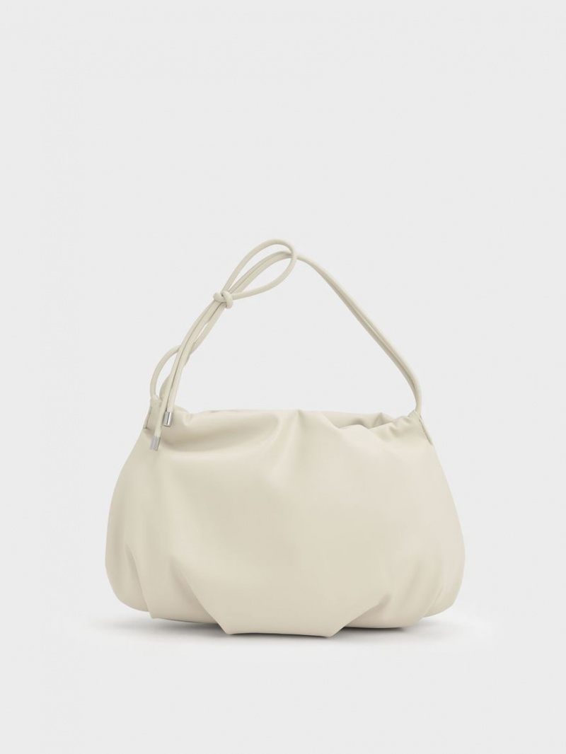 Charles & Keith Knotted Handle Hobo Veske Hvite | CLJHU4915