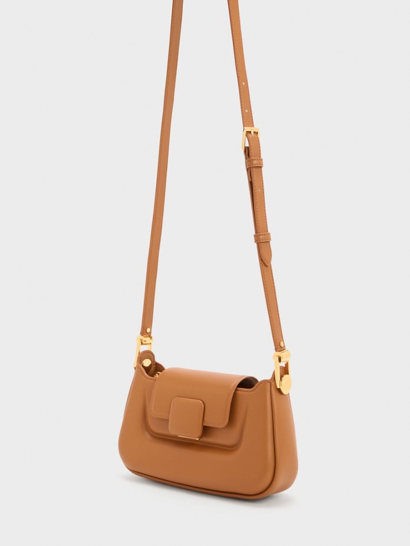 Charles & Keith Koa Push-Lock Top Håndveske Sjokolade | QBTXI1450