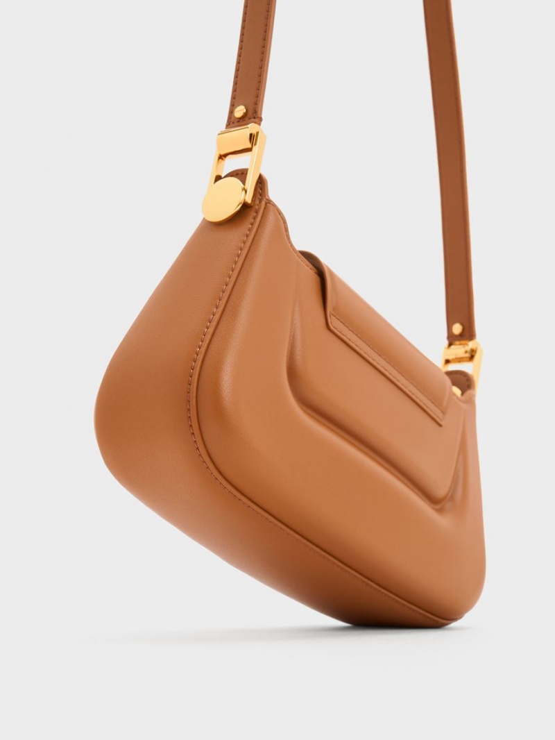 Charles & Keith Koa Push-Lock Top Håndveske Sjokolade | QBTXI1450