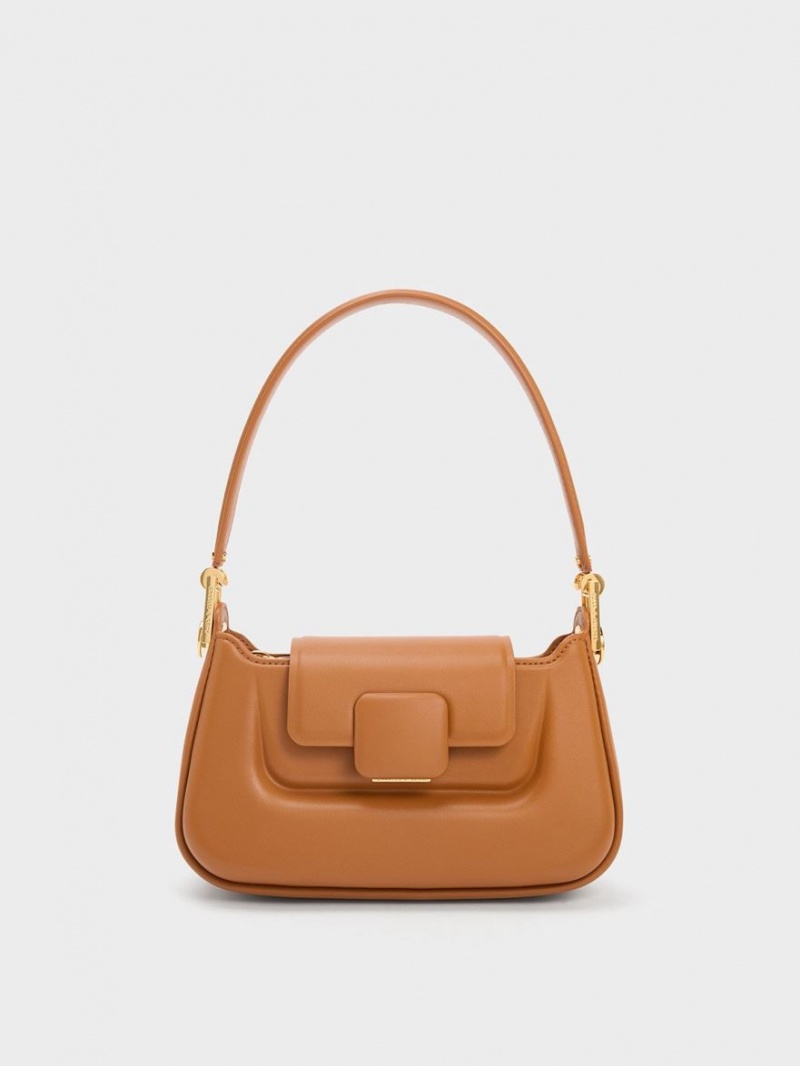 Charles & Keith Koa Push-Lock Top Håndveske Sjokolade | QBTXI1450