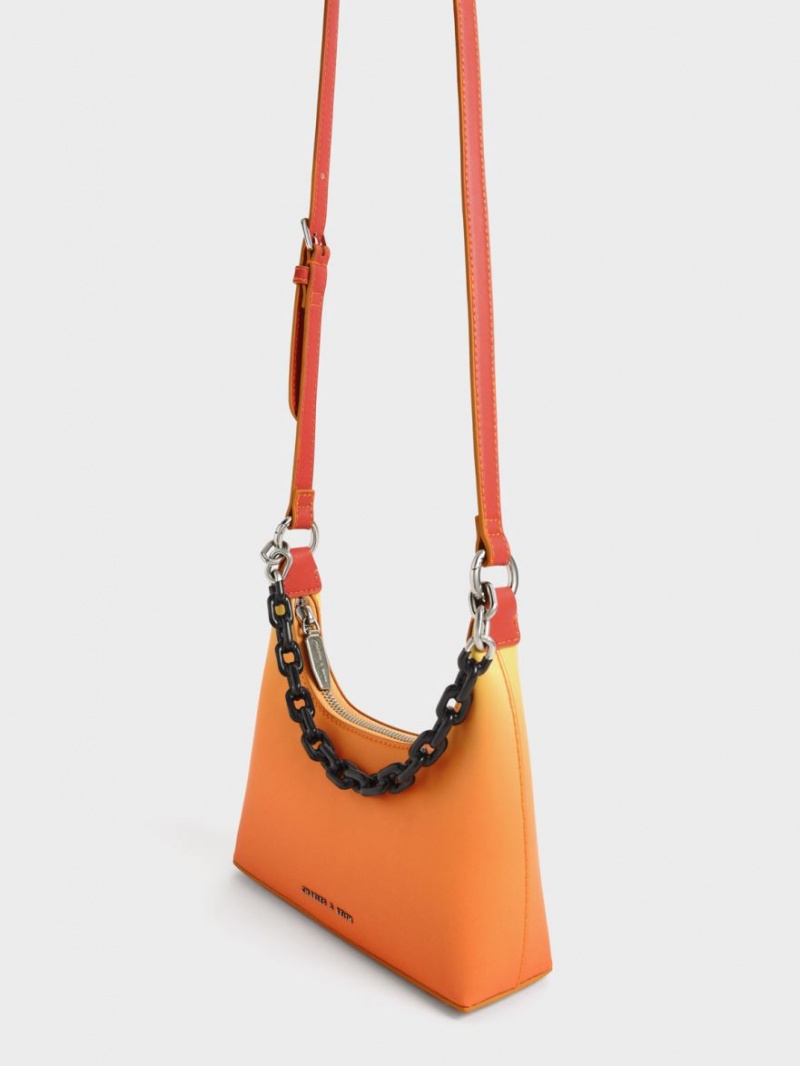 Charles & Keith Koi Chain Handle Skulderveske Oransje | KWTJG6281