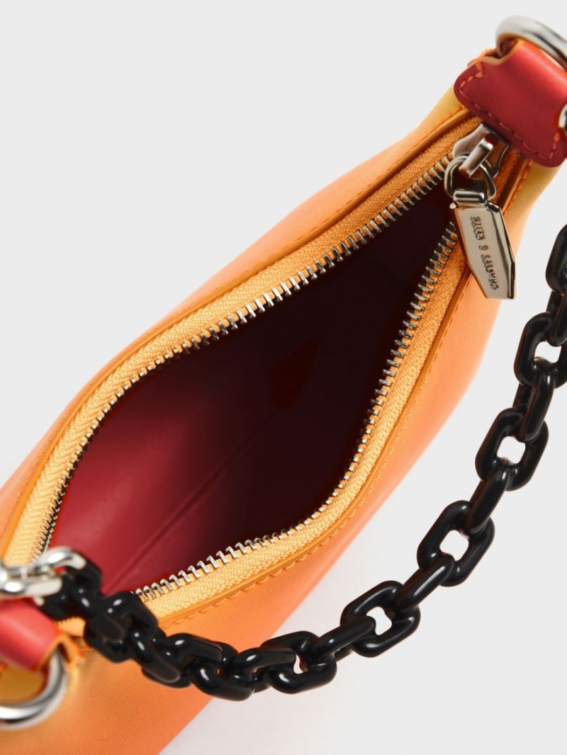 Charles & Keith Koi Chain Handle Skulderveske Oransje | KWTJG6281