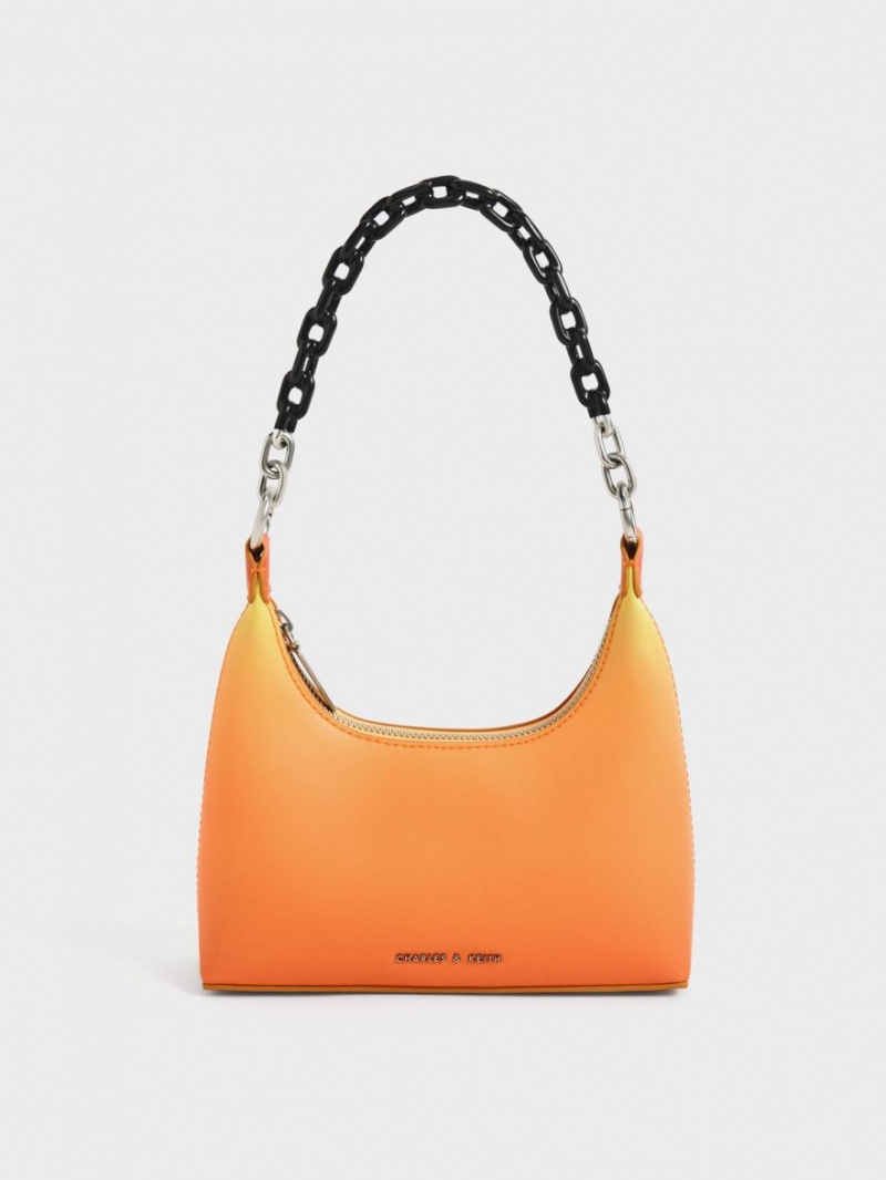 Charles & Keith Koi Chain Handle Skulderveske Oransje | KWTJG6281