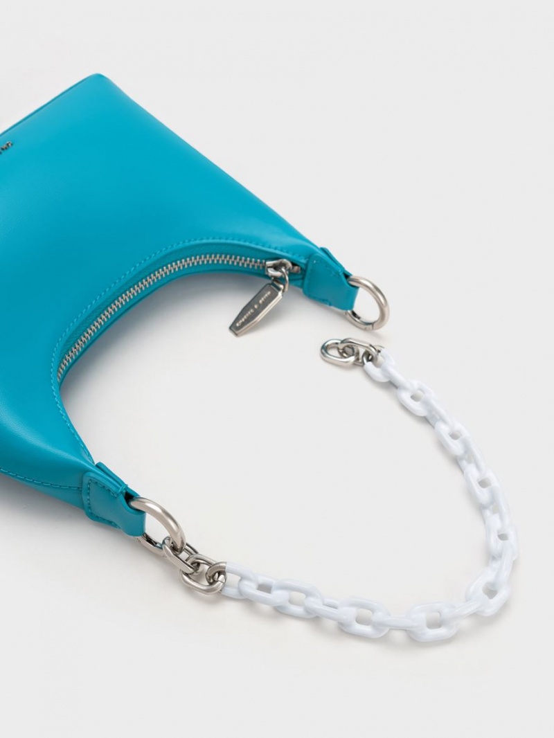 Charles & Keith Koi Chain Handle Skulderveske Blå | APTFW4509