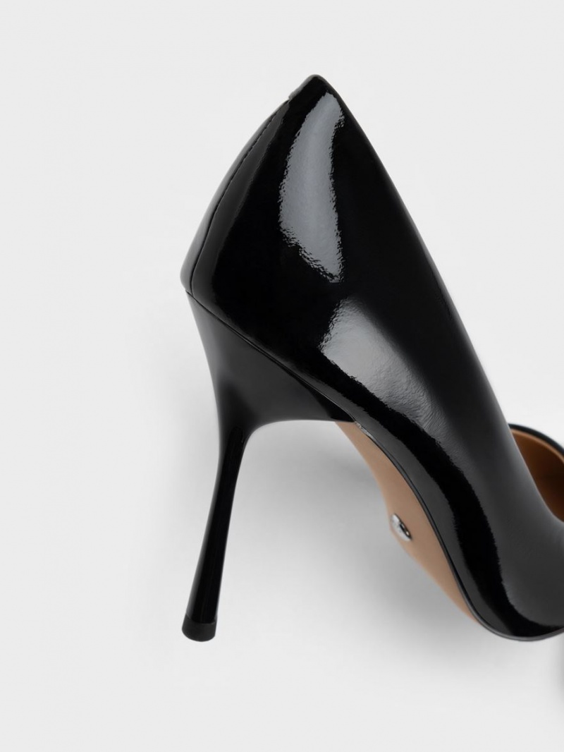 Charles & Keith Kyra Patent Lær Pumps Svarte | XJQED9285