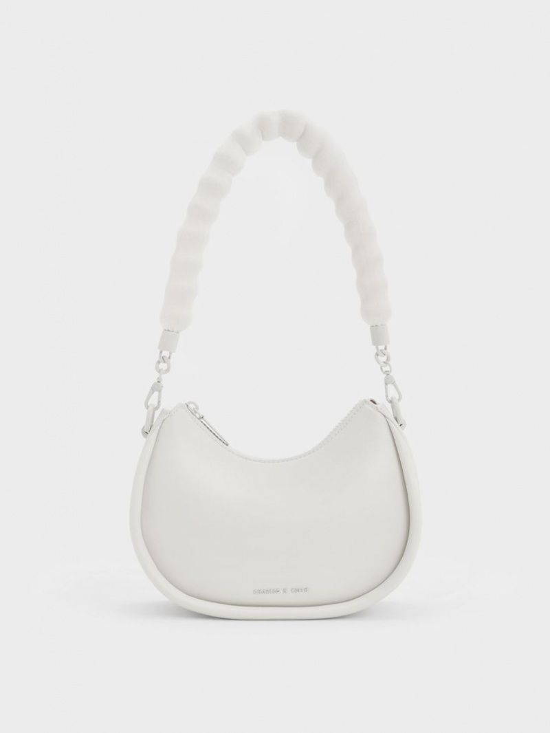 Charles & Keith Lana Curved Skulderveske Hvite | OPNIB2361