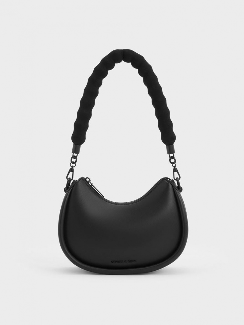 Charles & Keith Lana Curved Skulderveske Svarte | TGMXF5679