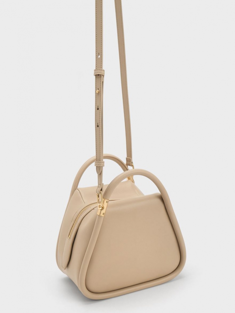 Charles & Keith Lara Geometric Tote Veske Beige | TEULY3804