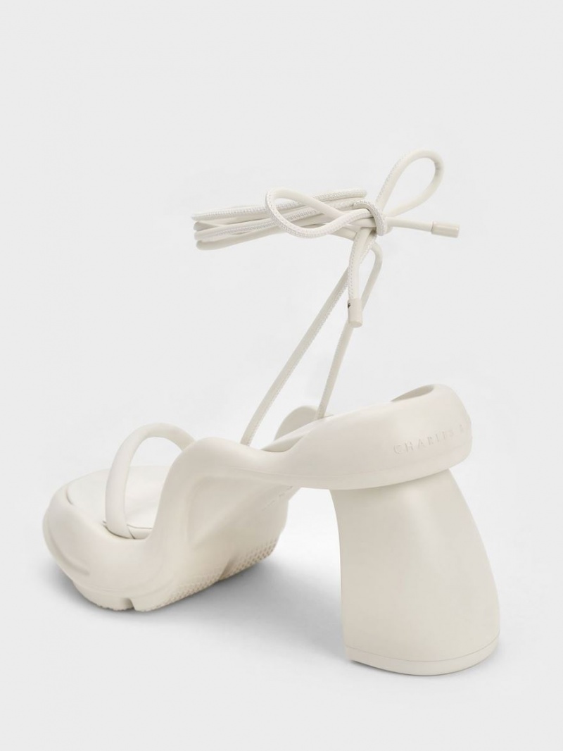 Charles & Keith Leila Tie-Around Sculptural Sandaler med Hæl Pisket Krem | ZOMKY0648