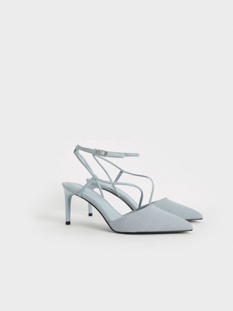 Charles & Keith Linen Asymmetric Pumps Lyse Blå | HBQUW1539