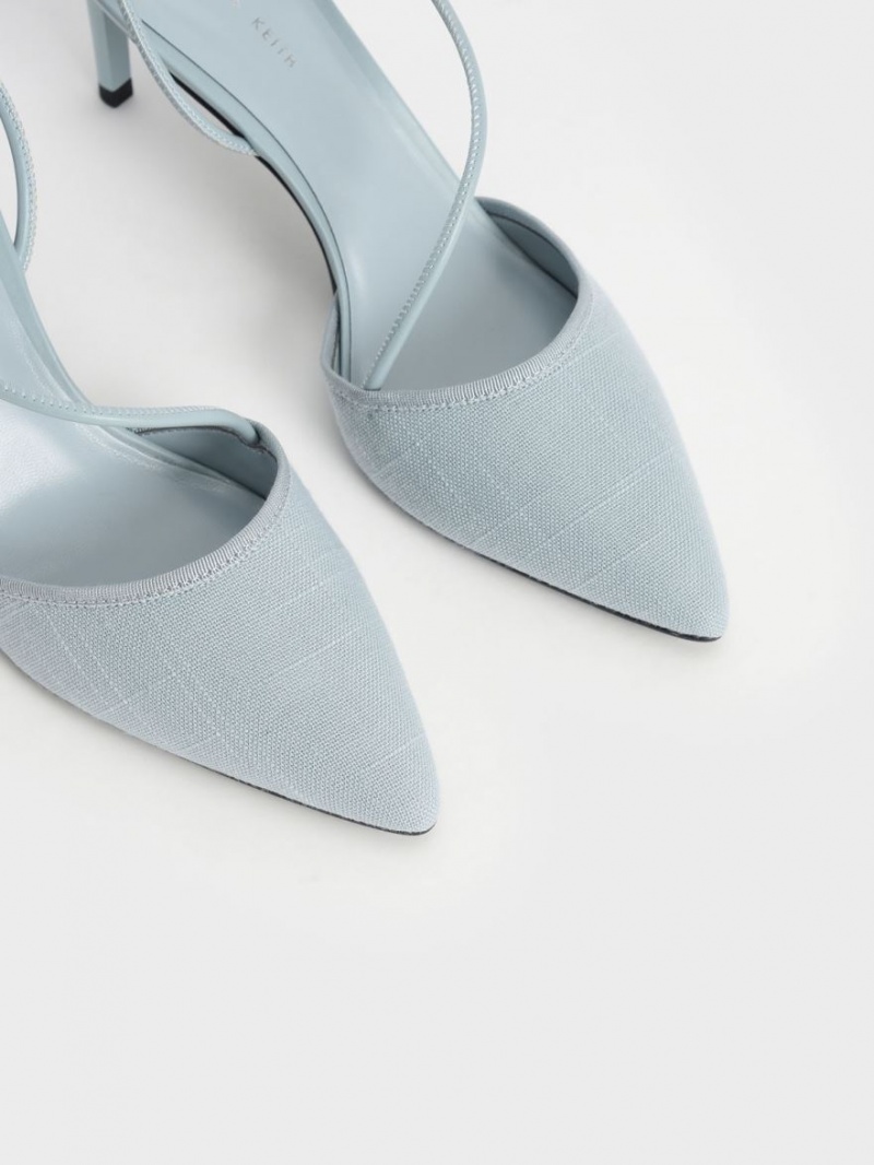 Charles & Keith Linen Asymmetric Pumps Lyse Blå | HBQUW1539