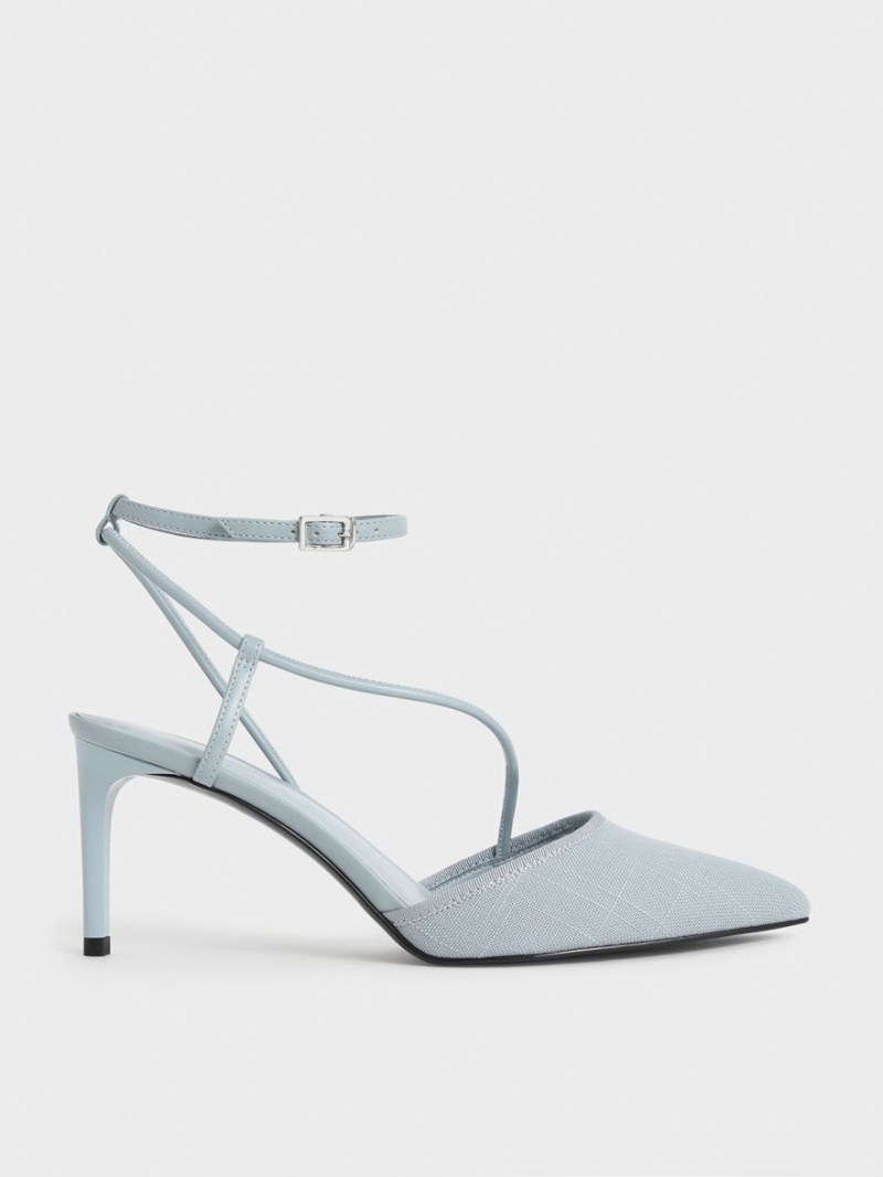 Charles & Keith Linen Asymmetric Pumps Lyse Blå | HBQUW1539