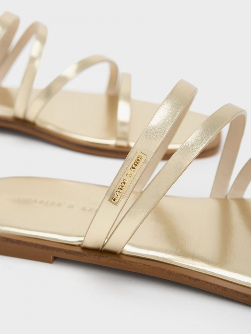 Charles & Keith Lliana Metallic Strappy Slidesandaler Gull | LFVGD4781