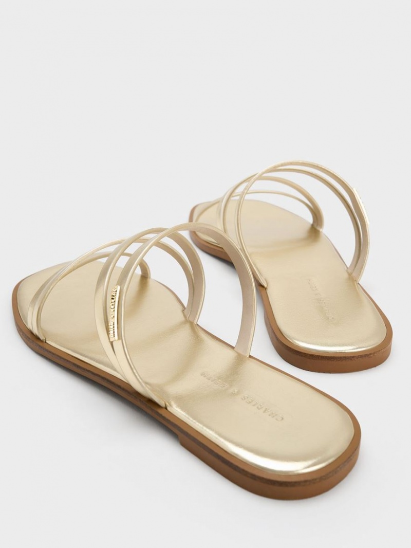 Charles & Keith Lliana Metallic Strappy Slidesandaler Gull | LFVGD4781