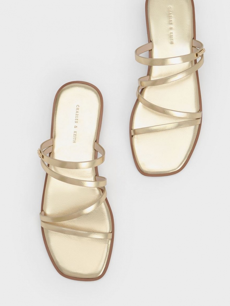 Charles & Keith Lliana Metallic Strappy Slidesandaler Gull | LFVGD4781