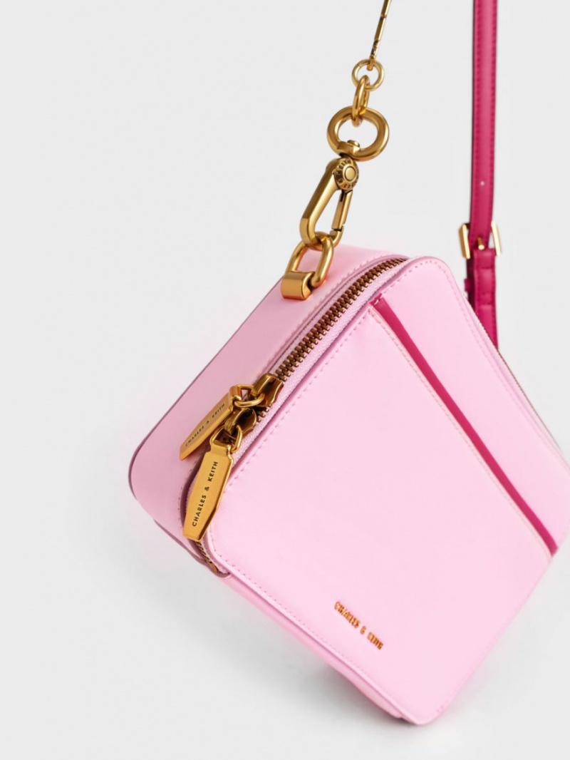 Charles & Keith Lock & Key Chain Håndveske Rosa | PWAUG3247