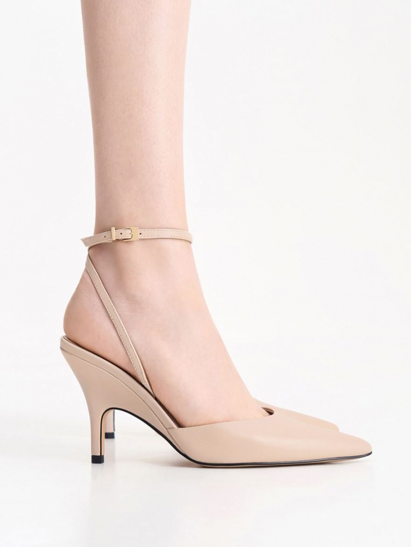 Charles & Keith Lær Ankle Reima Pumps Beige | ICKQN3827