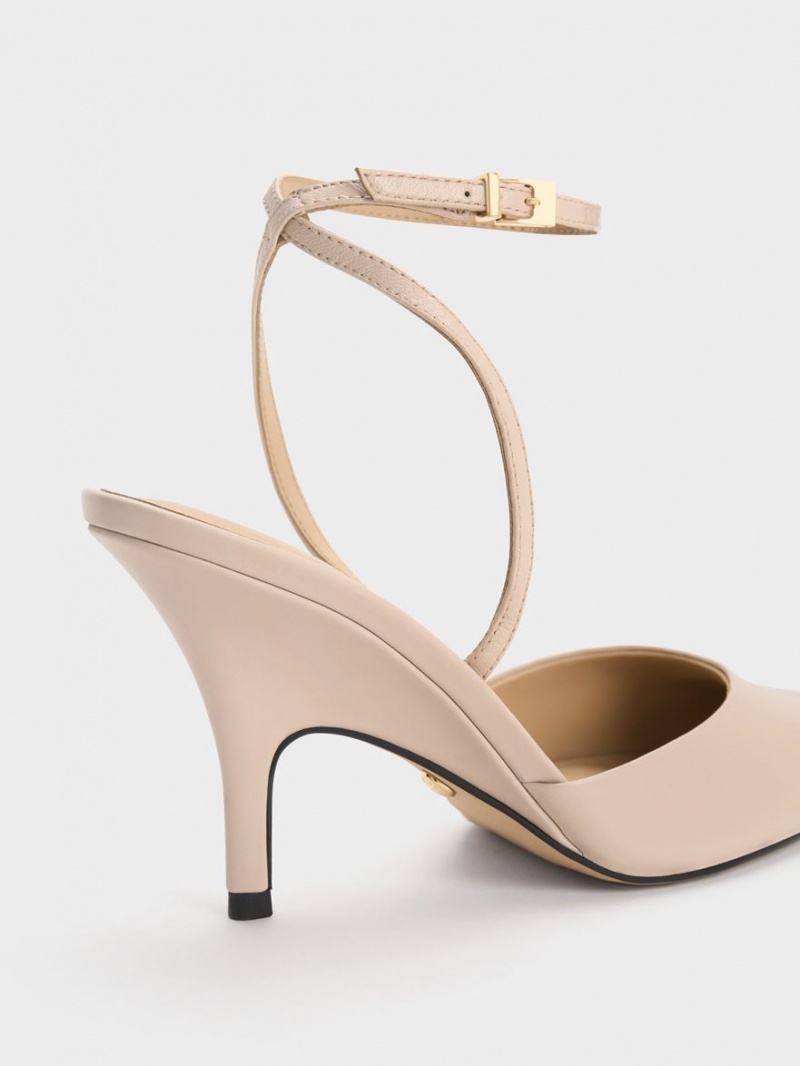 Charles & Keith Lær Ankle Reima Pumps Beige | ICKQN3827