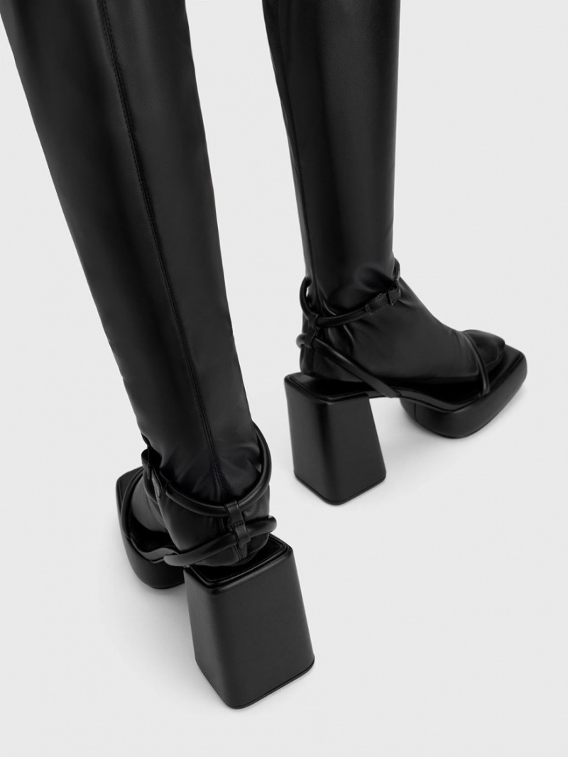 Charles & Keith Lucile Thigh Høye Støvletter Svarte | CFONW4167