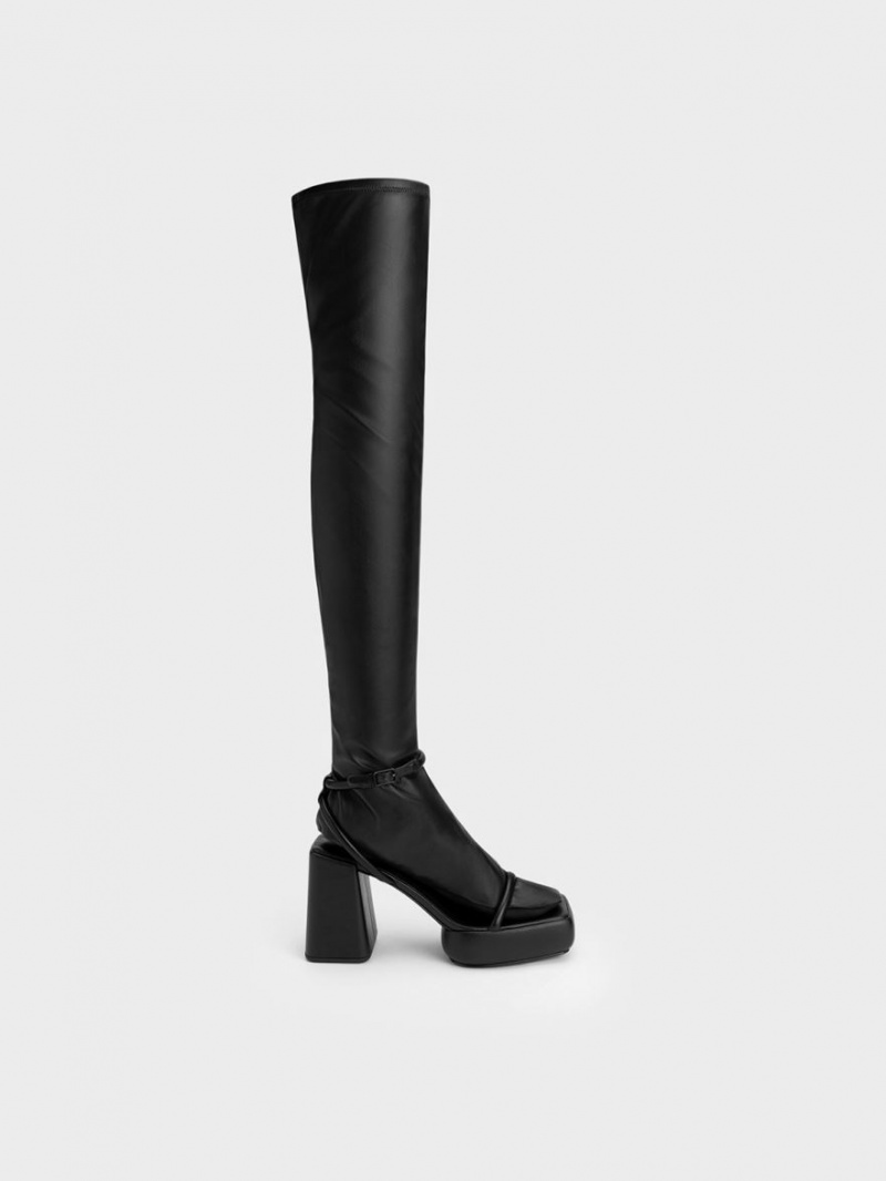 Charles & Keith Lucile Thigh Høye Støvletter Svarte | CFONW4167