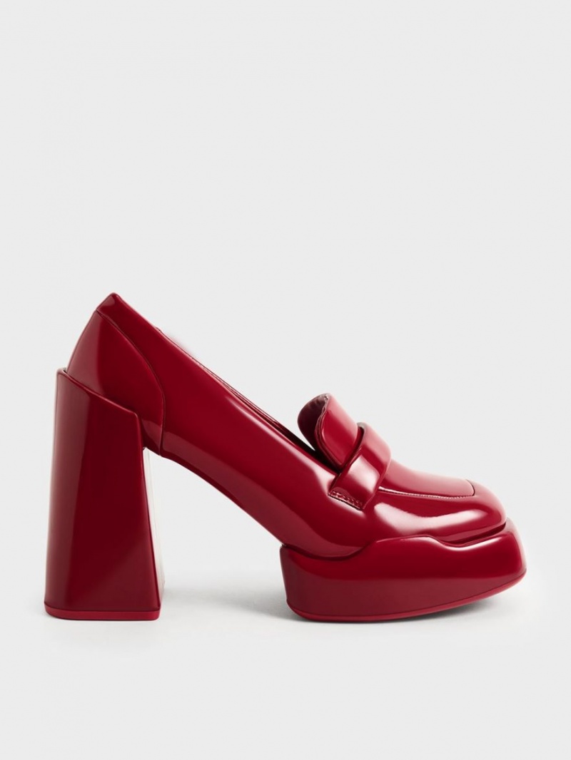 Charles & Keith Lula Patent Loafer Pumps Rød | FPYIT8692