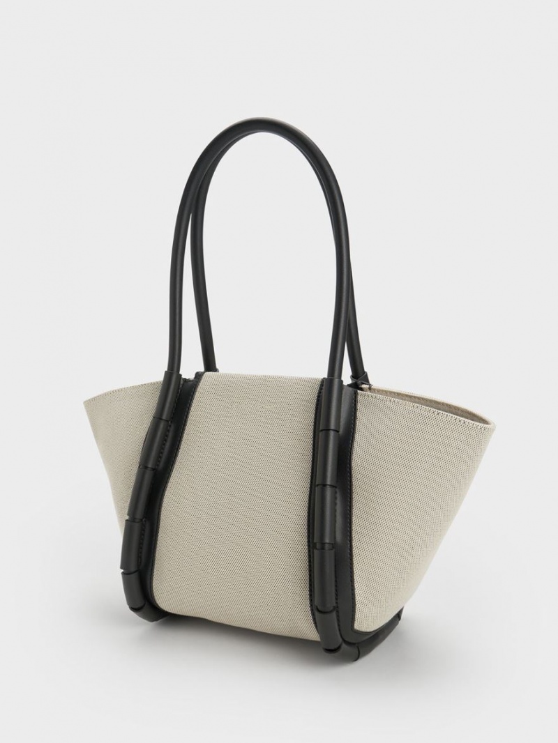 Charles & Keith Machina Canvas Tote Veske Mint | KZULY3916