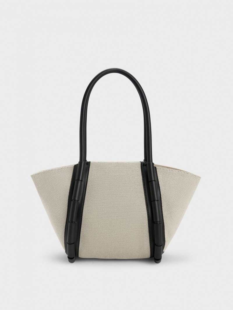 Charles & Keith Machina Canvas Tote Veske Mint | KZULY3916