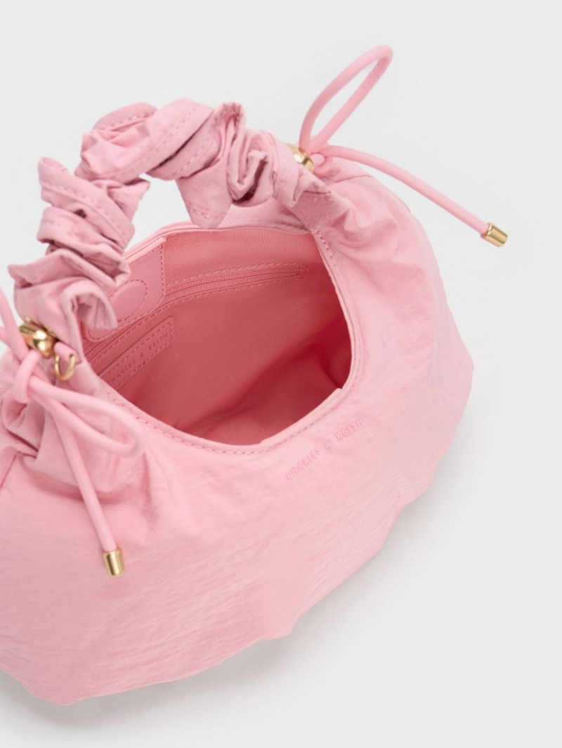 Charles & Keith Maisy Ruched Nylon Tote Veske Rosa | QWHFY8071