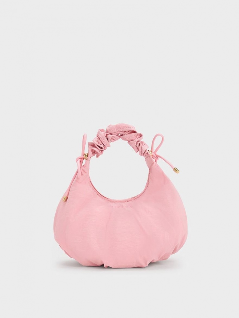 Charles & Keith Maisy Ruched Nylon Tote Veske Rosa | QWHFY8071