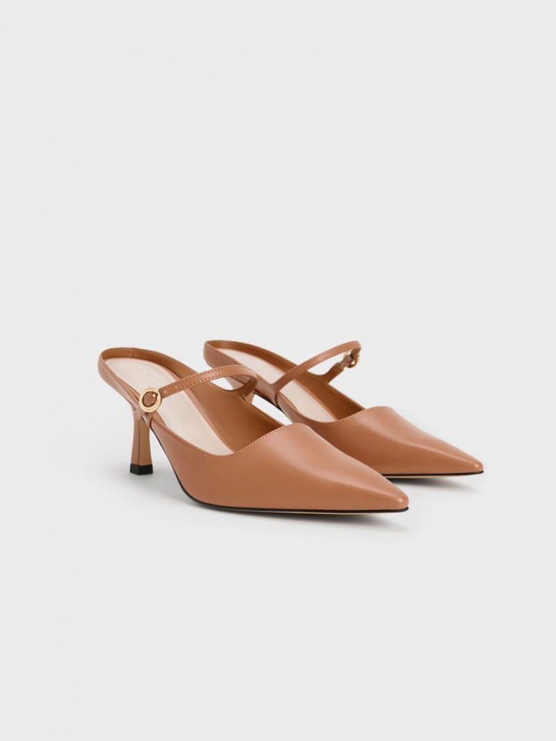 Charles & Keith Mary Jane Hælene Mules Sko Brune | TCVQN6784