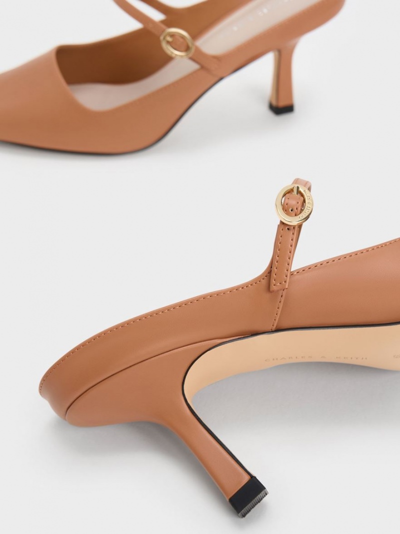 Charles & Keith Mary Jane Hælene Mules Sko Brune | TCVQN6784