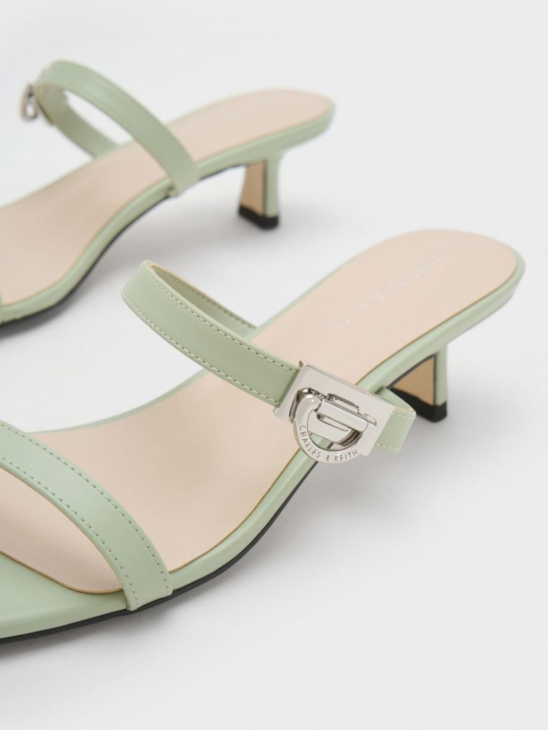 Charles & Keith Metallic Accent Double Reima Mules Sko Mint | WNEZT4513