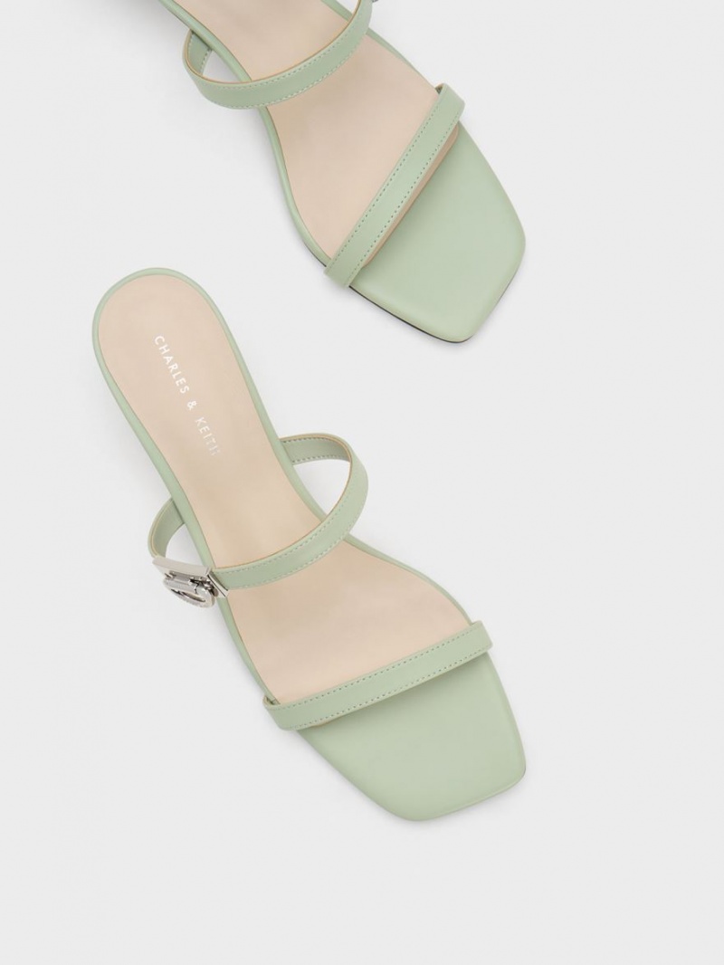 Charles & Keith Metallic Accent Double Reima Mules Sko Mint | WNEZT4513